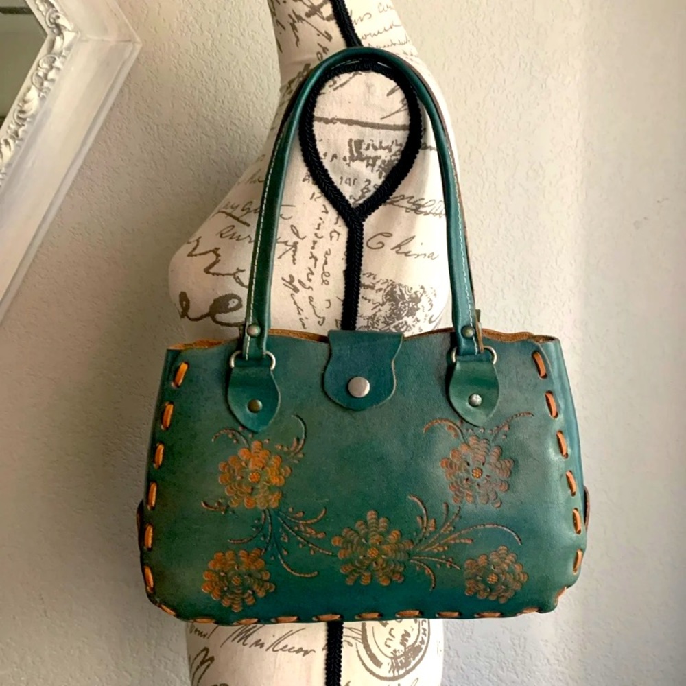 Vintage Turquoise leather bag